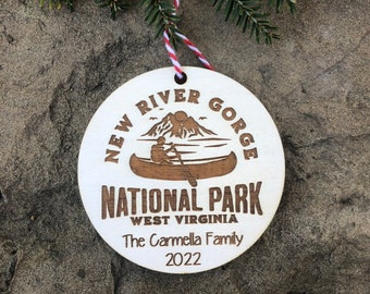 New River George National Park,  White water rafting, Christmas Ornament, National Park Lover, Adventure, Travel, Family vacation ornament