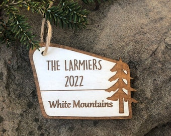Personalized Hiking Ornament: Engraved Family Vacation Keepsake