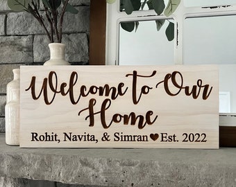 Personalized Welcome to Our Home Sign: New Homeowner Gift