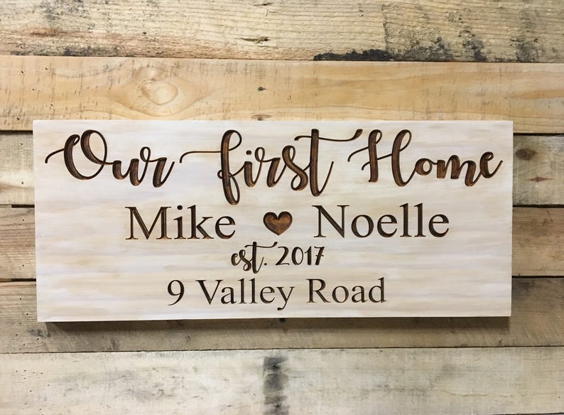 Nuestro Primer Signo De Casa Regalo De Bienvenida Signo De Etsy