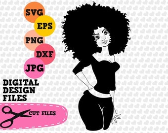 Download 9 Sexy Afro Woman SVG natural curly hair eps file black | Etsy