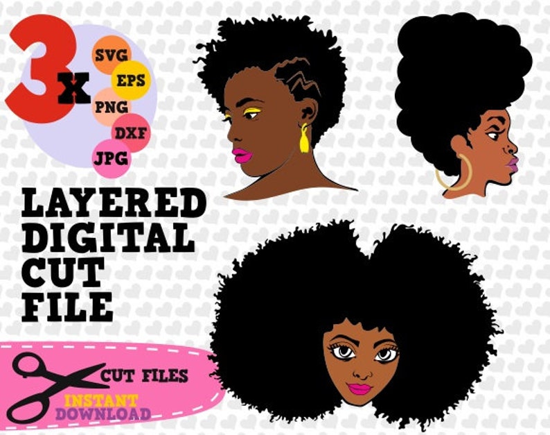 3x Layered Black Girl Afro Svg Afro Lady Africa Natural Etsy