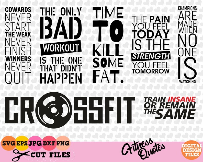 Download Quote Design Svg Motivational Quote Svg Silhouette 27x Fitness Quote Bundle Svg Cutting Cricut Vector Art Commercial Personal Use Clip Art Art Collectibles Sultraline Id