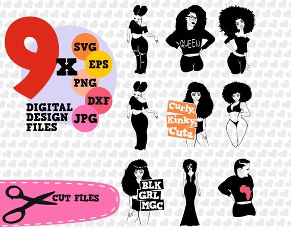 Download 9 Sexy Afro Woman SVG natural curly hair eps file black | Etsy