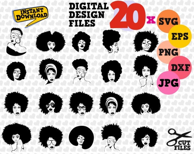 Download 20 Black girl afro svg afro lady svg file natural hair | Etsy