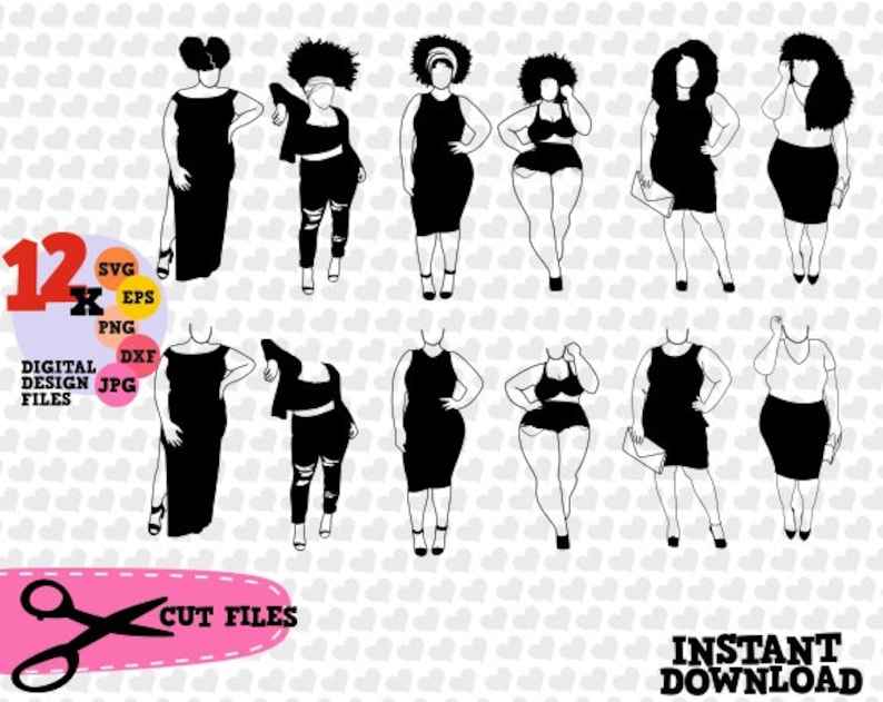Download 12 Black bundle girl afro svg xxl file natural hair curvy ...