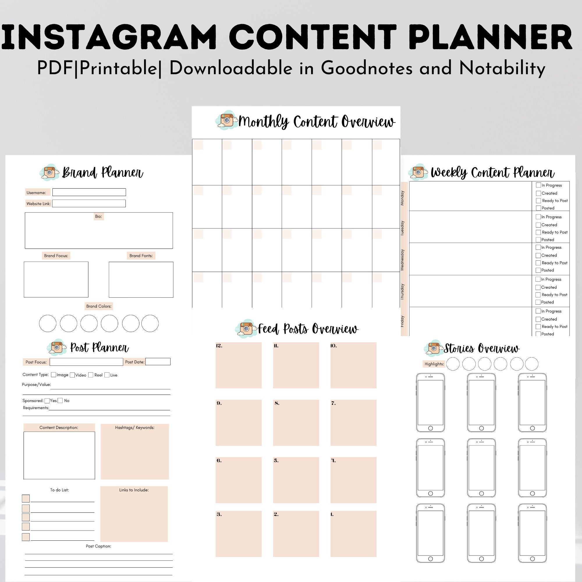 Printable Content Planner Printable Content Planner