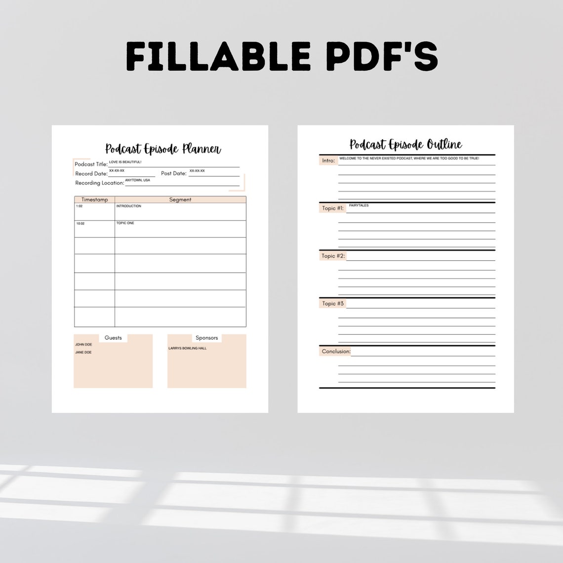 Podcast Planner PDF Printable Fillable PDF Printable Etsy UK