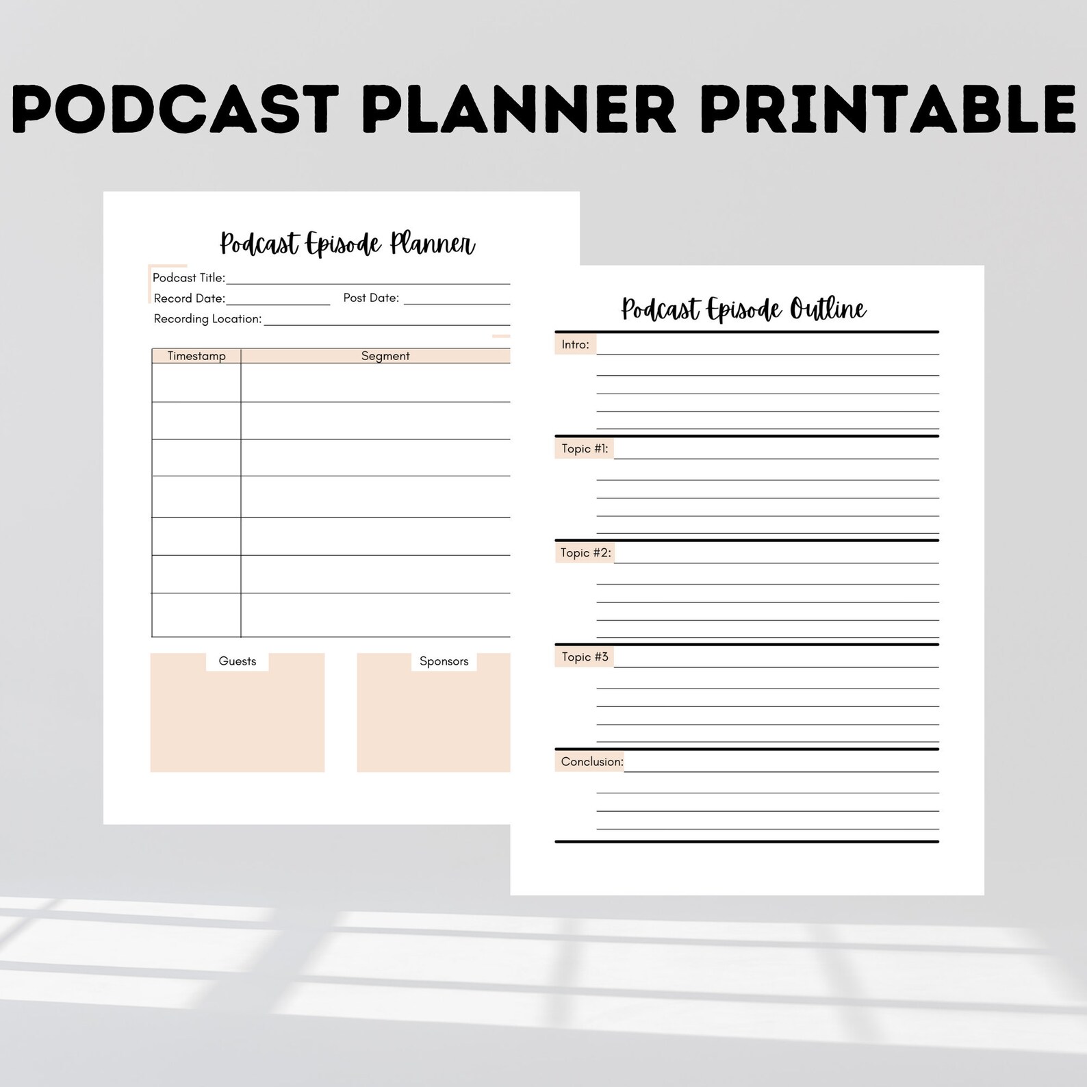 Podcast Planner PDF Printable Fillable PDF Printable Etsy