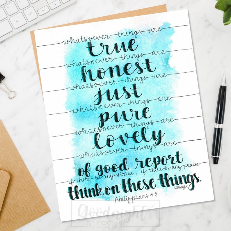 Think on These Things philippians 48 Bible Verse  Etsy