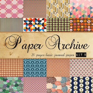 Afdrukbaar Retro basis papier Junk journal, Vintage Journaling, Shabby chic, Digitaal, Scrapbook, Papierpakket, Retro patroon kit