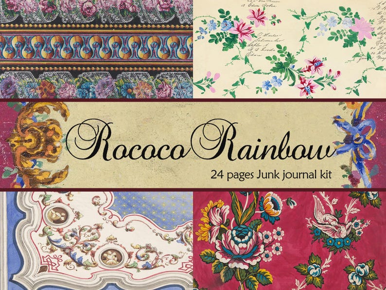 Rococo Junk Journal Kit - Digital Paper & Printable Ephemera - Marie ...