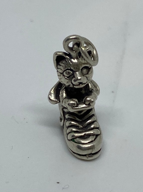 Vintage solid sterling “Puss in Boots” charm with… - image 1