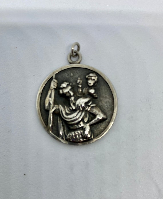 Very nice vintage sterling St Christopher charm - image 1