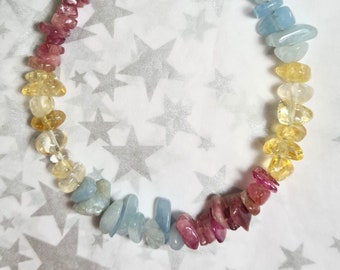 LGBT+ Gemstone chip bracelet- Pansexual.