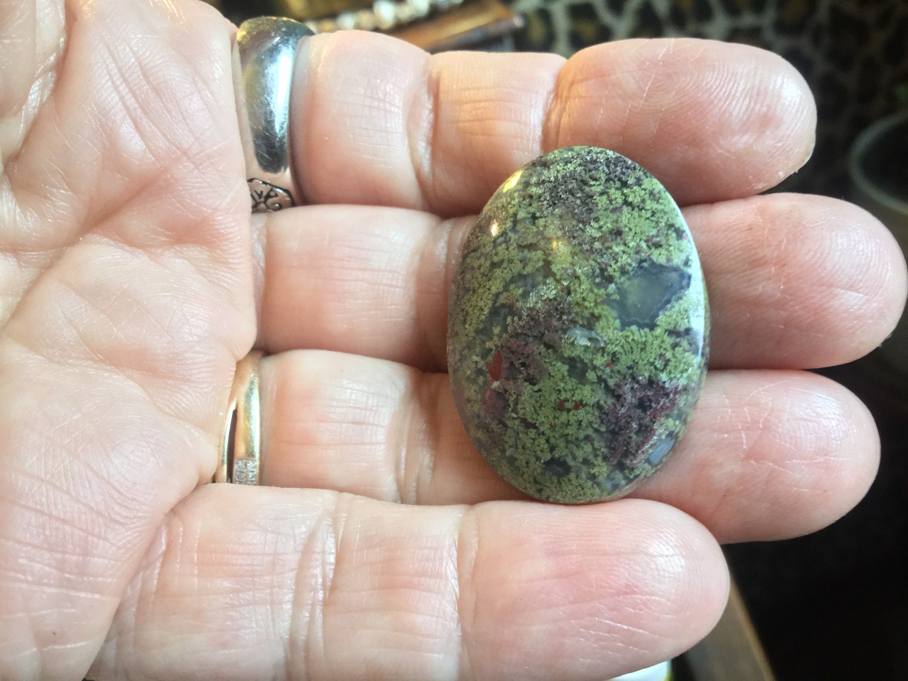 Exceptionnel Magnifique Cabochon d'agate Mousse