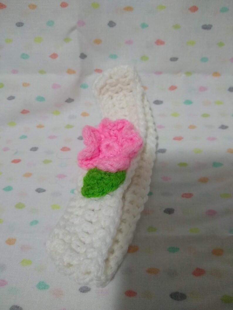 Handmade Crocheted 3-6 month white headbands