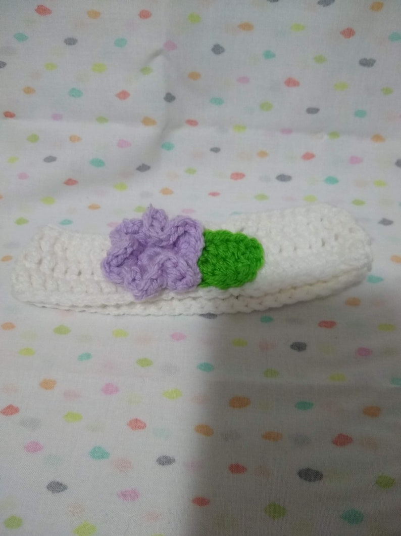 Handmade Crocheted 3-6 month white headbands
