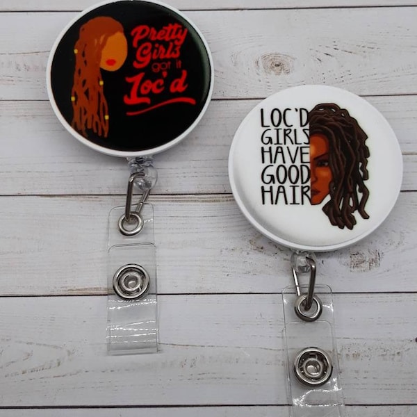 Locs Natural Hair Bling Badge Reel/ID Holder