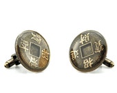 Feng Shui Cuff links - Lucky Cuff links - Zen Cuff links - Coin Cuff links - Money Cuff links - Medallion Cuff links - Numismatic Cufflinks