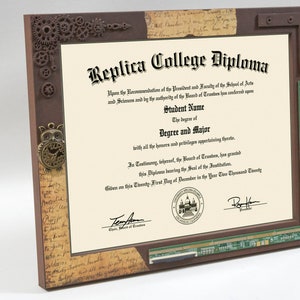 Diploma frame (8.5 x 11) designed in combination of seam punk style and computer/IT Industrial look