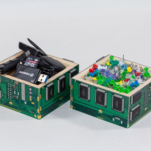 2pcs+ Circuit Board Trinket Box Container Computer Industrial look with engineer feel for IT nerd in your life Office cool practical gift