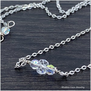 Sterling silver Swarovski crystal bar necklace, silver bar necklace, clear crystal necklace