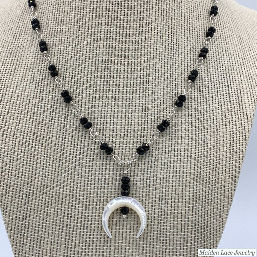 Mother of pearl crescent moon necklace Clearance
