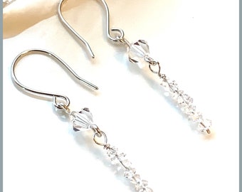 Herkimer Diamond and crystal drop earrings