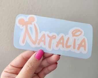 Layered Mickey Ear Hat Name Decal | Mouse Ears Vinyl Name Decal | Cute Font Mickey Tumbler Name Decal | Kids Cup Name Decal | Minnie Font