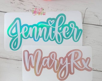 Heart Name Decal | Shadow Decal,  Planner Decal | Hand lettered Script Word | First or Last Name Decal | Handlettered Layered Name Decal