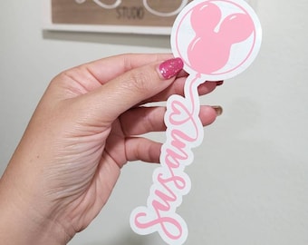 Mickey Balloon Name Decal | Hand lettered Balloon Name Vinyl Decal | Single Color, One Color Name Balloon Tumbler | Mickey shaped balloon