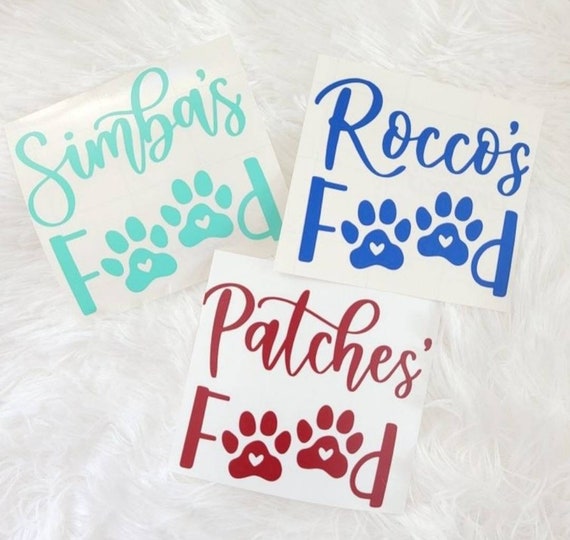 Dog Food Container Vinyl Decal | Pet Name Food Decal | Dog Food Canister Decal | Dog Treats Container | Pawprints Dog Name Food Decal