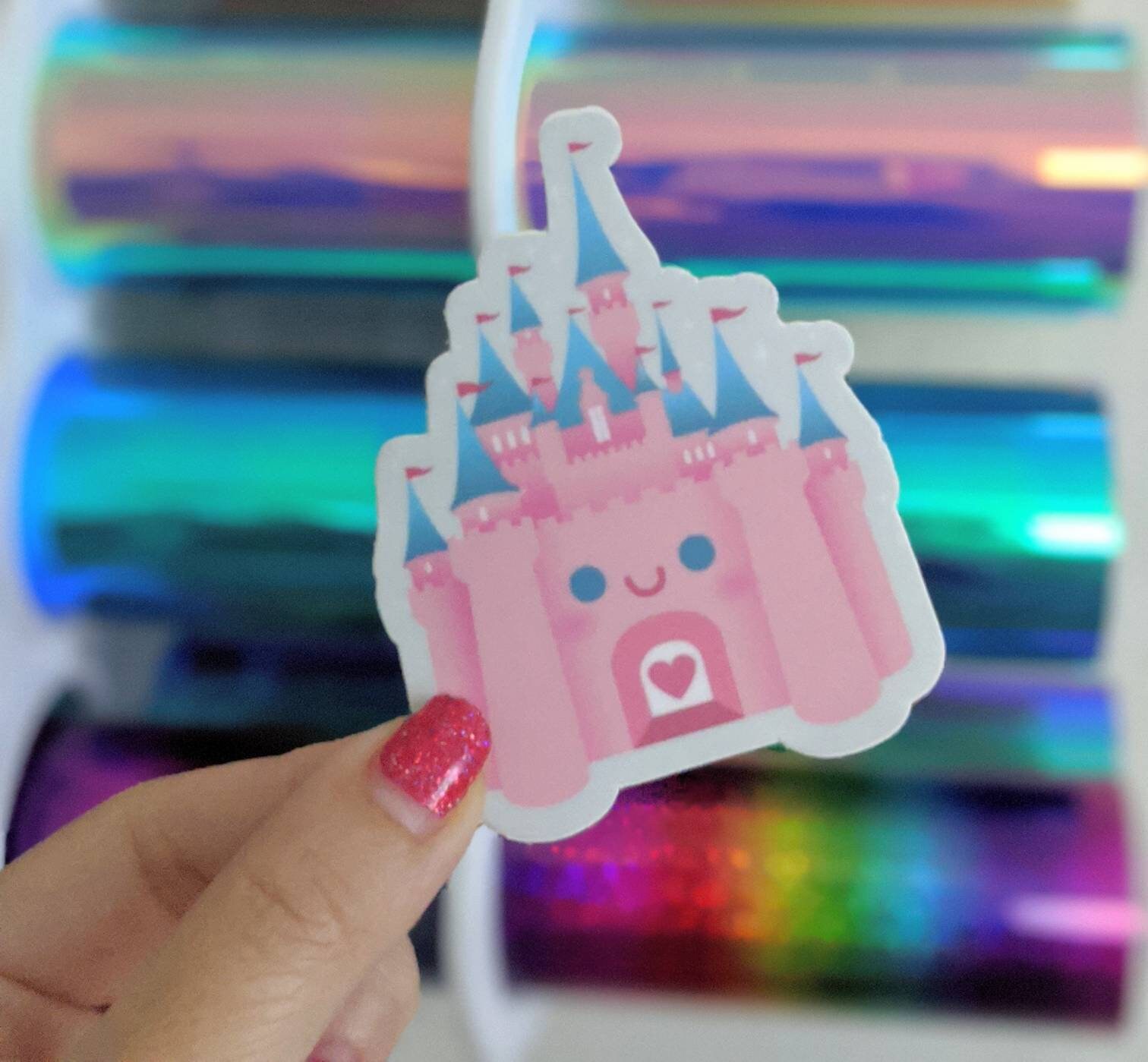 Cute castle sticker Smile castle sticker Disney castle Etsy