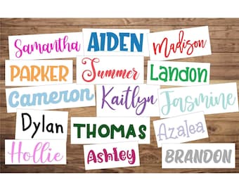 Personalized Name Decals | Kid Font Name Decals | First or Last Name Decal | Boy Font Name Decal | School Supplies, Notebook, Pencil Box