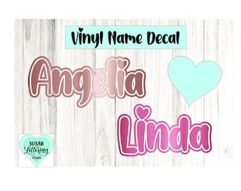 Custom Heart Name Decal | Single Color Name Vinyl Decal | Planner Agenda School Supplies Decal | Cold Cup Name Decal