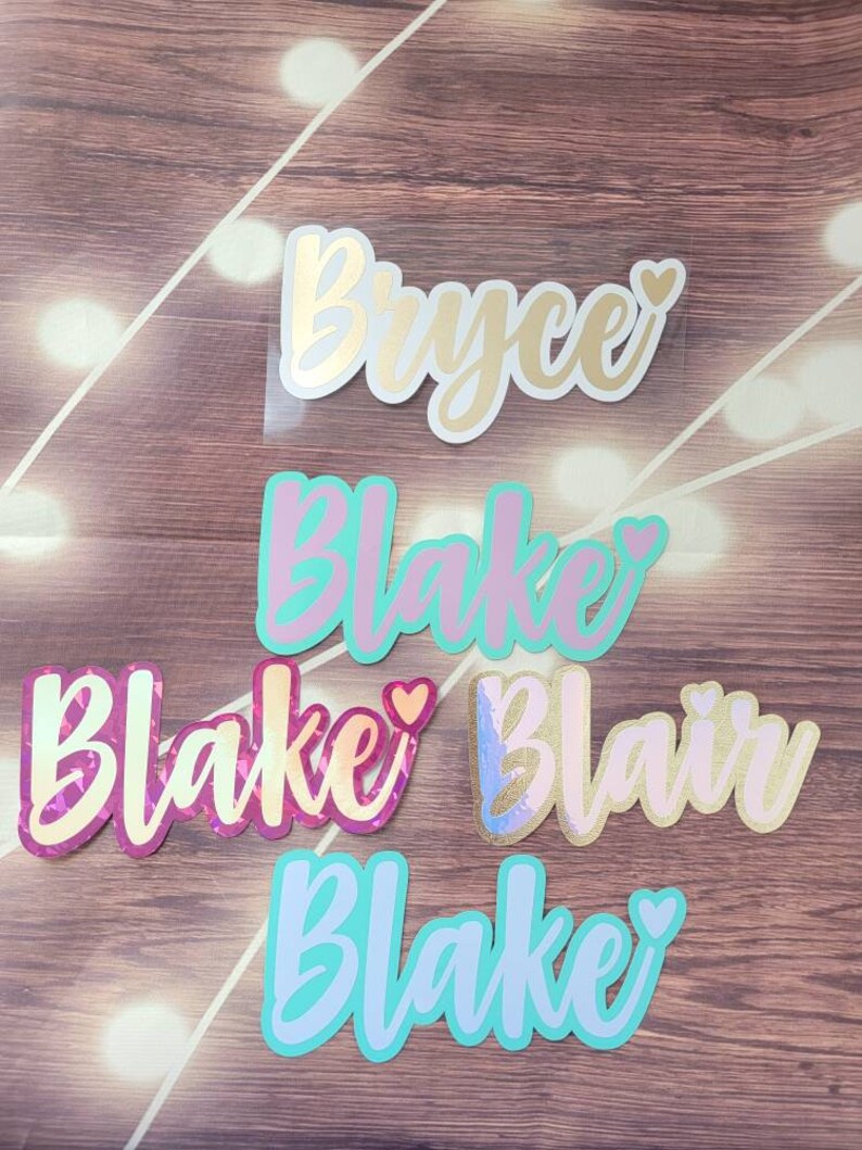 6 Layered Name Decal Heart Script Font Name Decal Etsy