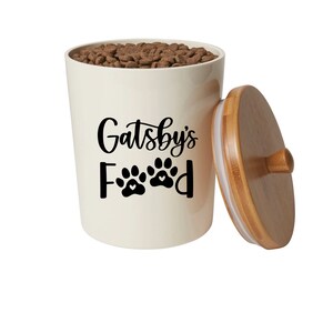Dog Food Container Vinyl Decal | Pet Name Food Decal | Dog Food Canister Decal | Dog Treats Container | Pawprints Dog Name Food Decal bild 2