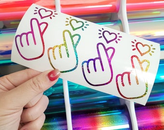 Finger Heart Sign Decal | Love Symbol Kpop Cute Decal | Finger Heart Decal |  Fingers Heart Vinyl Decal | Kpop Love Saranghae Decal