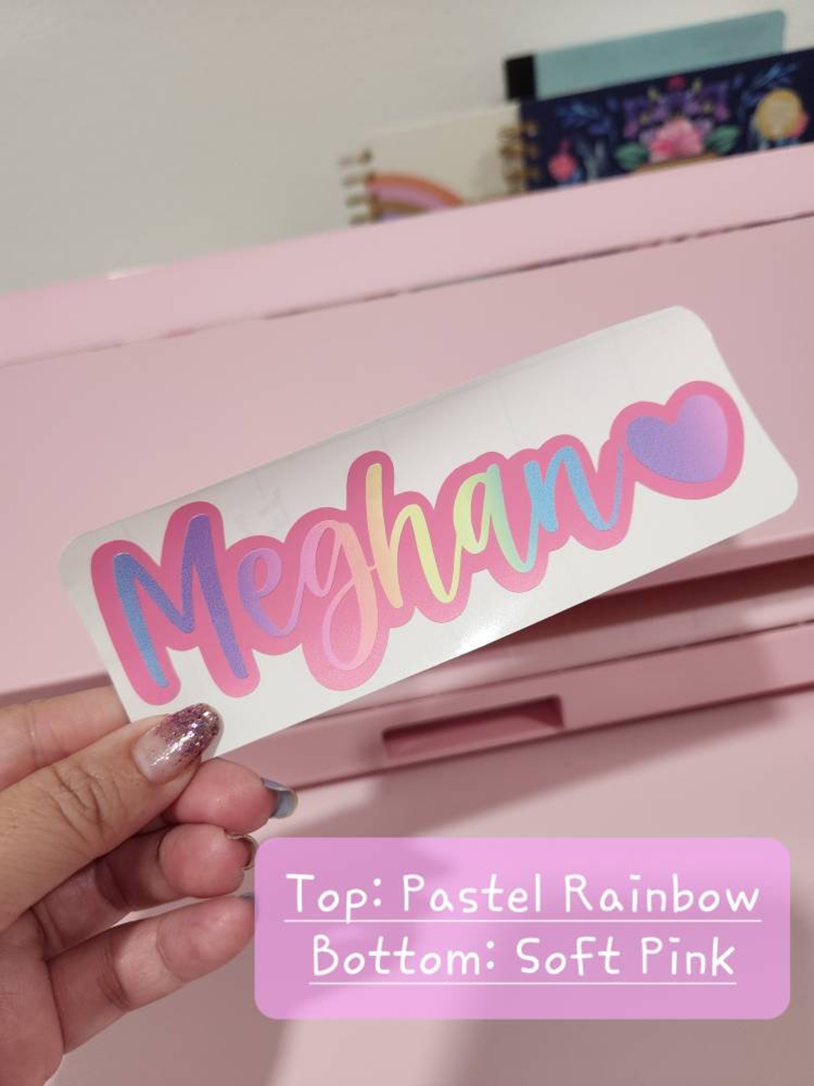 6 Layered Name Decal Script Font Name With Heart Decal Etsy