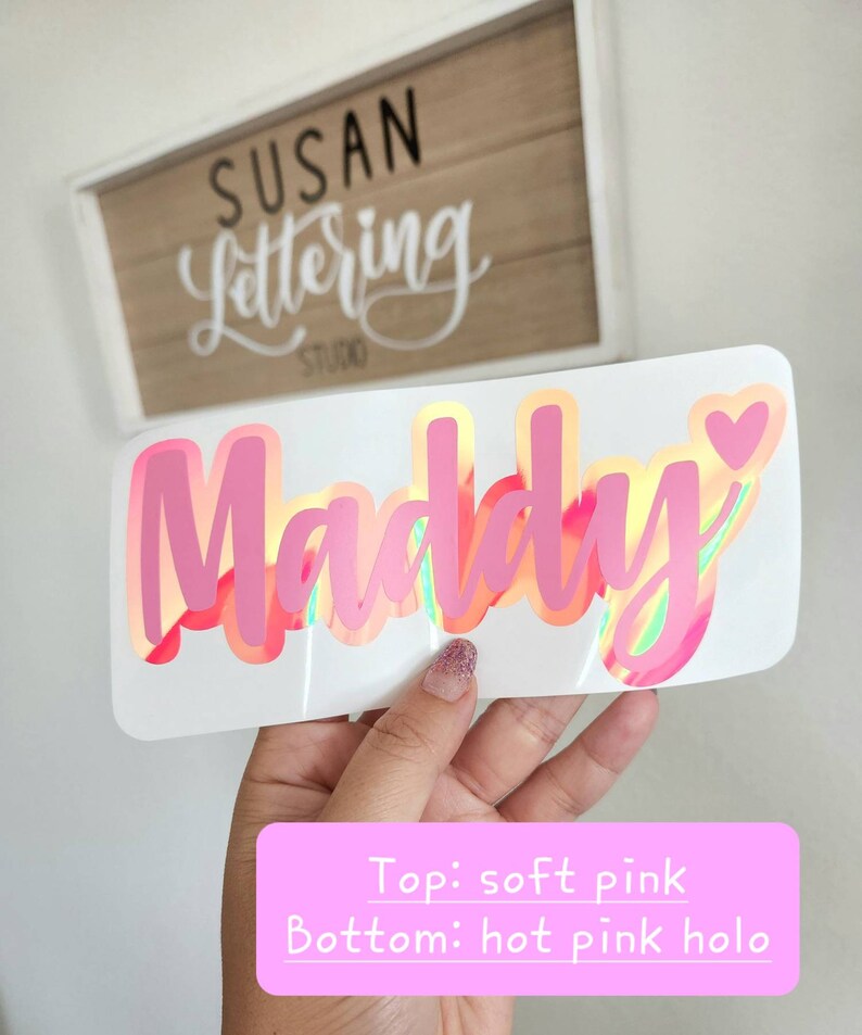 6 Layered Name Decal Heart Script Font Name Decal Etsy