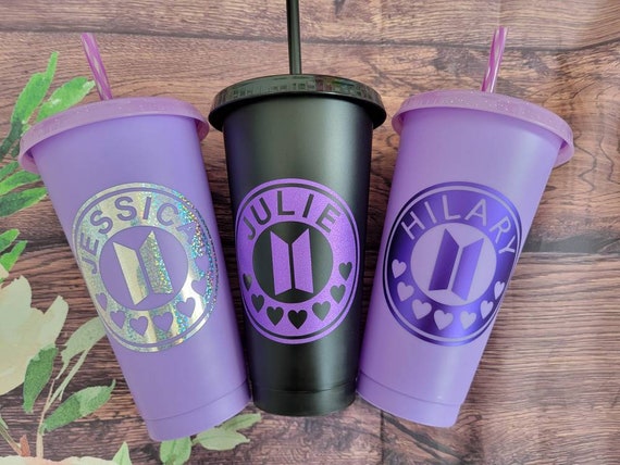 Buy BTS ARMY Custom Starbucks Inspired Tumbler BTS X Army Gift Reusable  Cold Cup Kpop Fan Glitter Tumbler Personalized Name Army Cup Online in  India 