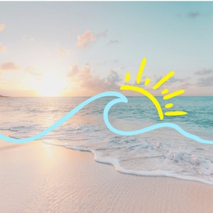Sun and Waves Vinyl Decal | Sun Waves Decal Window Decal | Ocean Waves Car Decal |  Sun and Wave Laptop Decal, Wave and Sun Car Decal