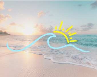 Sun and Waves Vinyl Decal | Sun Waves Decal Window Decal | Ocean Waves Car Decal |  Sun and Wave Laptop Decal, Wave and Sun Car Decal