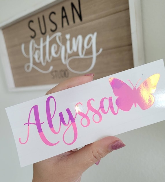 Custom Name Decal Butterfly | Butterfly Name Decal | Name Vinyl Decal | Planner Name Decal | Name and Butterfly Decal | Cold Cup Name Decal