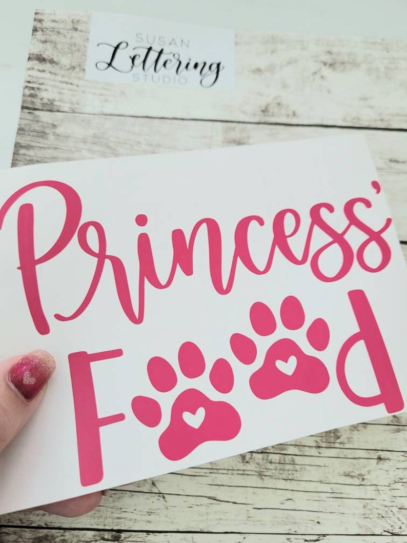 Dog Food Container Vinyl Decal | Pet Name Food Decal | Dog Food Canister Decal | Dog Treats Container | Pawprints Dog Name Food Decal bild 3