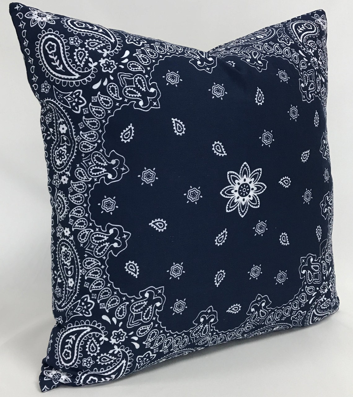 Pillow Cover Bandana Pillow Navy Bandana Pillow Country Etsy