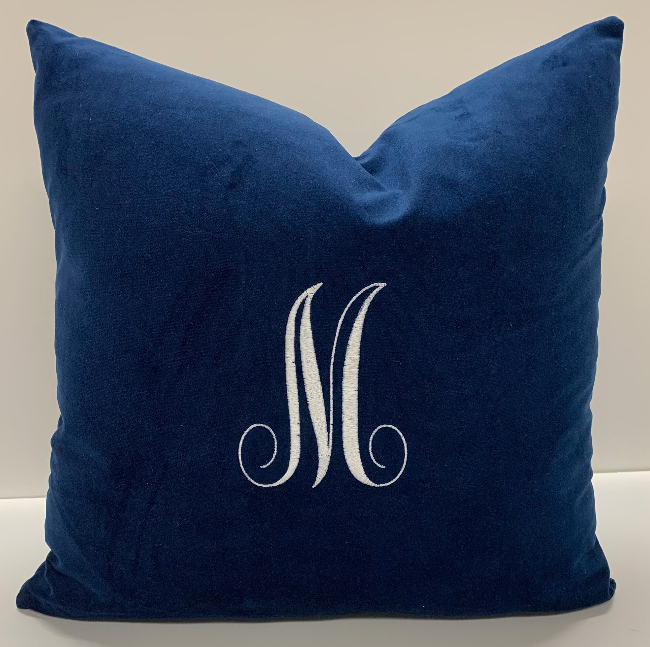 Applique Monogram, Navy Blue 20x20 Monogrammed Pillows – Snazzy Living