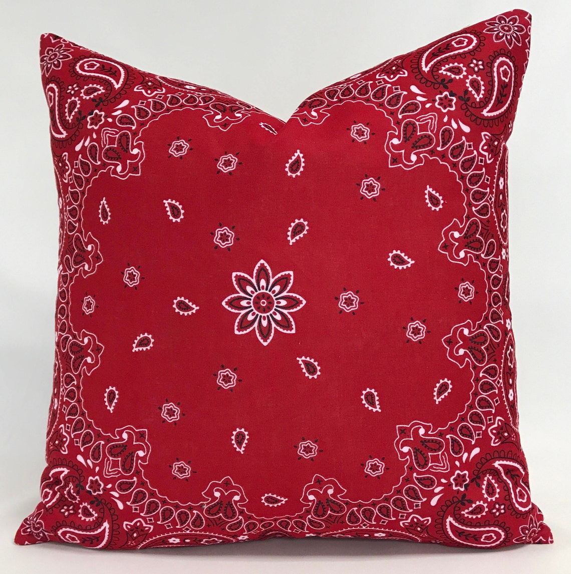 Pillow Cover Red Bandana Pillow Farmhouse Pillow Country Etsy