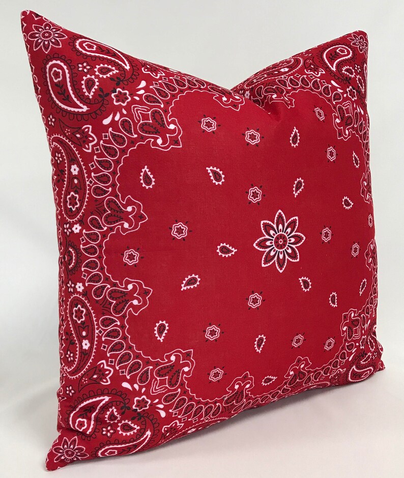Pillow Cover Red Bandana Pillow Farmhouse Pillow Country Etsy
